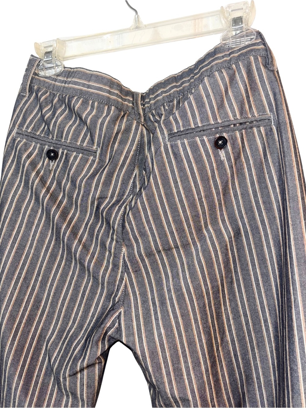 Carrera Vertical Stripe Cotton Chinos in Navy and Cream - Picture 5 of 6